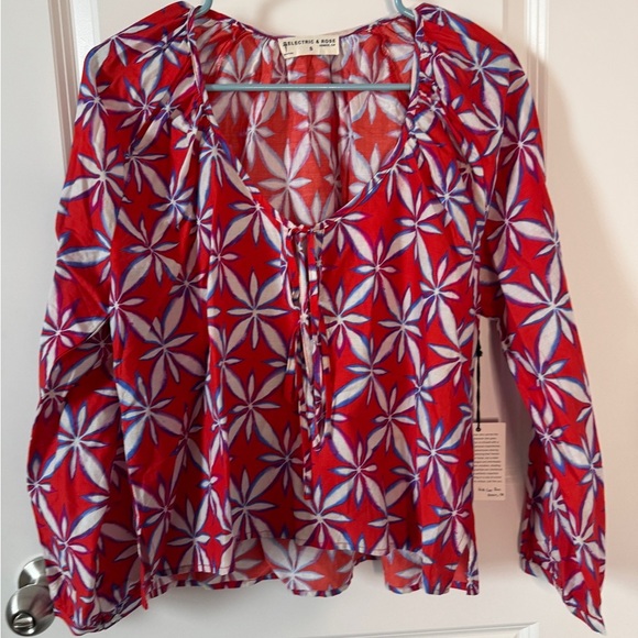 Electric & Rose Tops - NWT-Electric & Rose Red and White Floral Blouse and Short Set